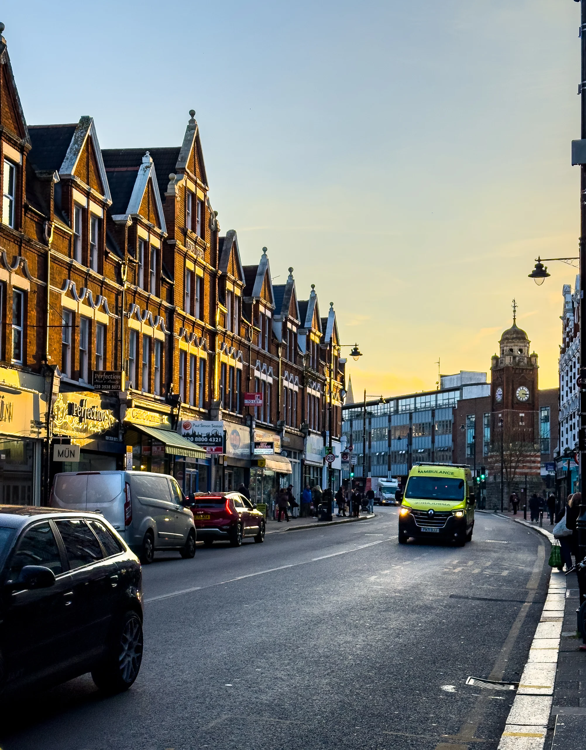 london street with shops and homes, ideal for insulation services