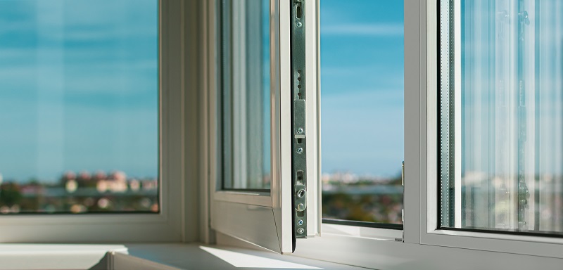 Slightly open double-glazed window