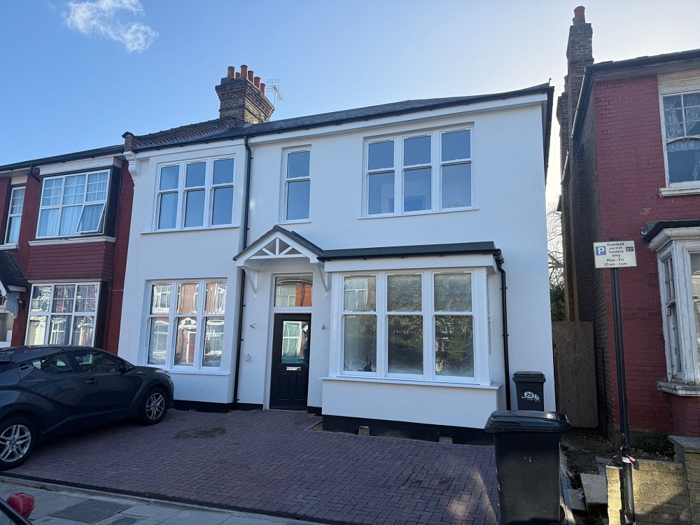 Front view of refurbished semi-detached property with updated facade
