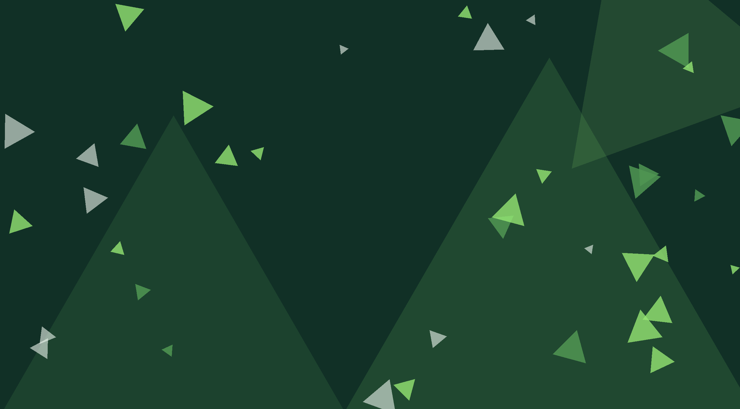 Dark green background with scattered light green triangles